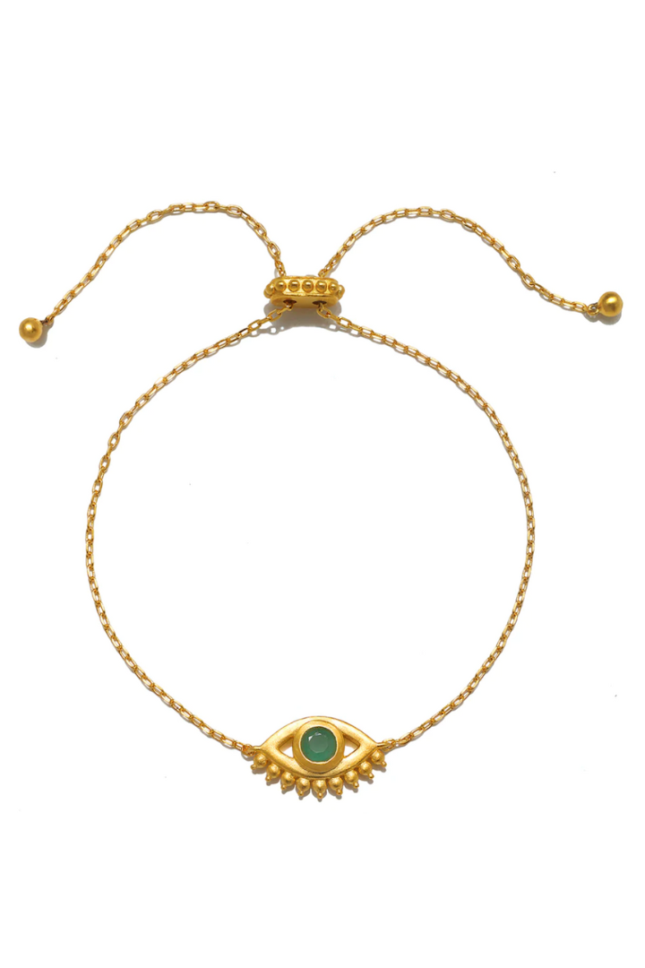 Gold Evil Eye Emerald Bracelet