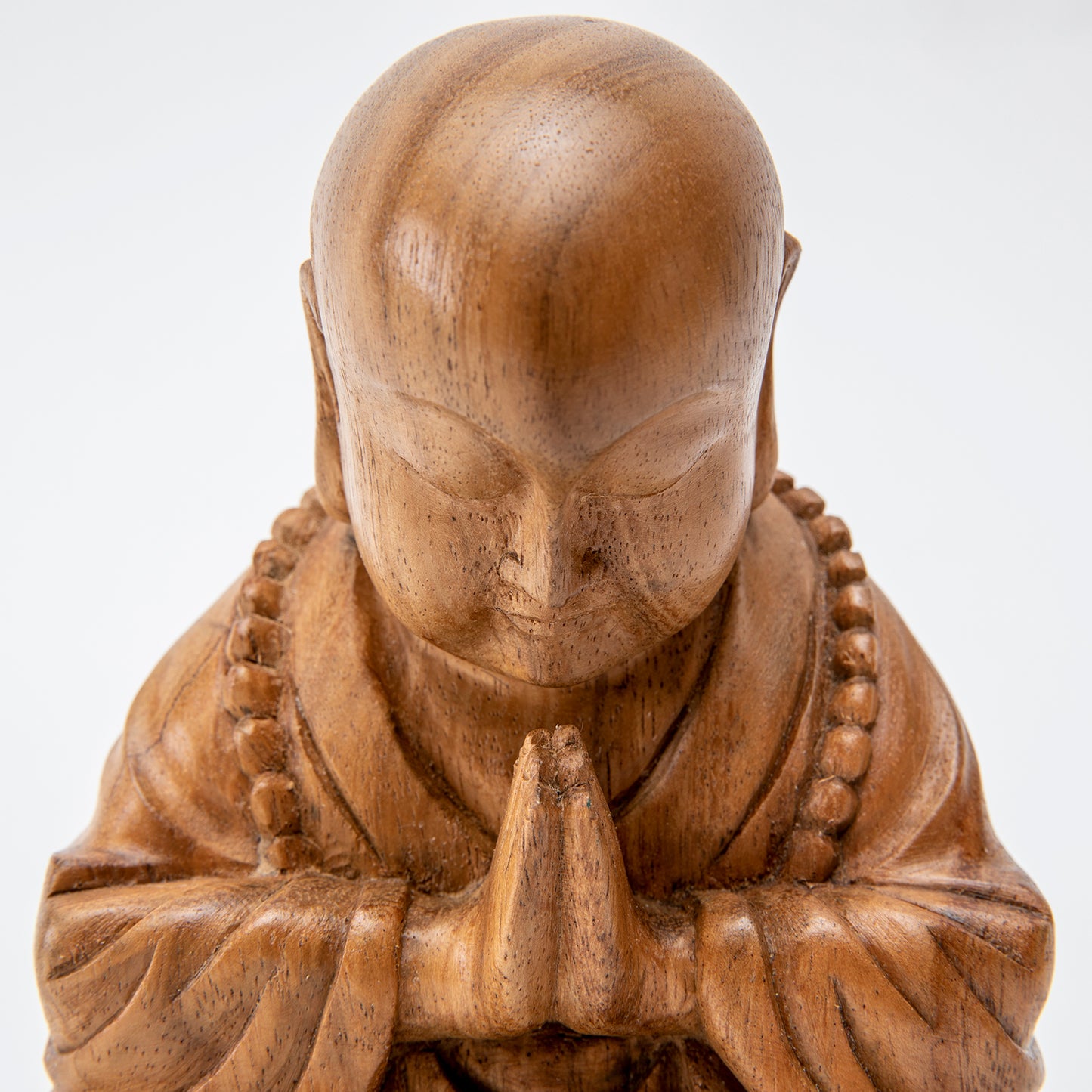 Wooden Gassho Monk Statue