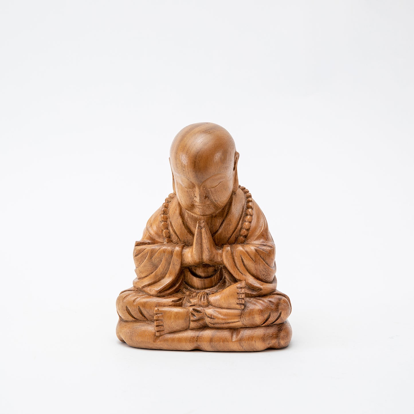 Wooden Gassho Monk Statue