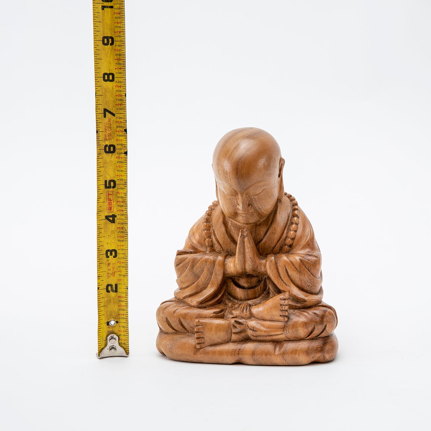 Wooden Gassho Monk Statue