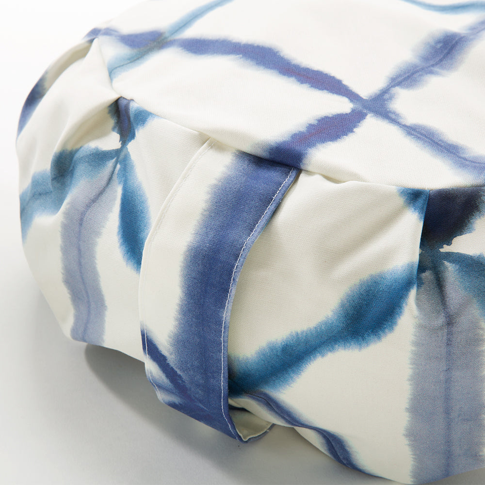 Blue Watercolor Geometric Print Buckwheat Hull Zafu