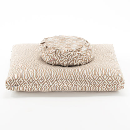 Geometric Zafu Zabuton Set, Tan