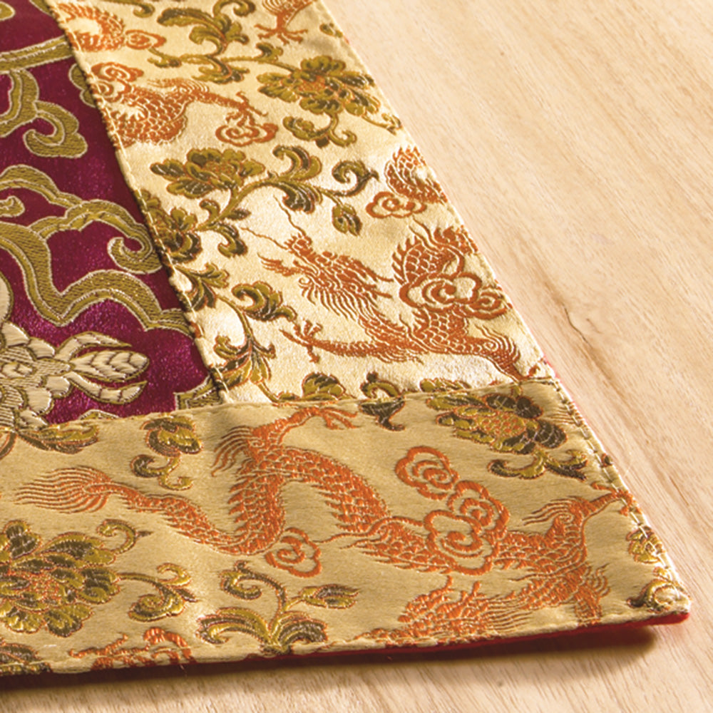 Tibetan Brocade Altar Cloth, Plum Gold