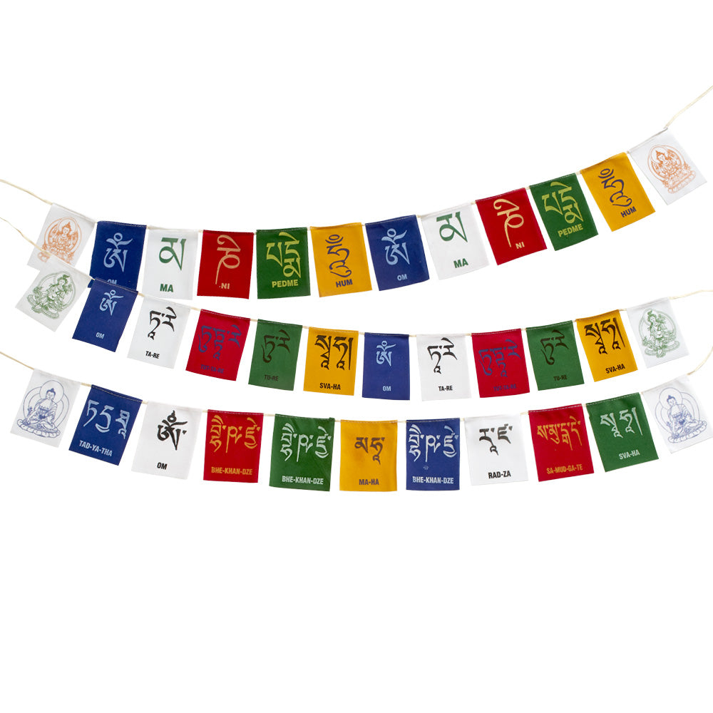 Three Deity Mini Prayer Flag Set. Promote Peace and Wisdom – DharmaCrafts