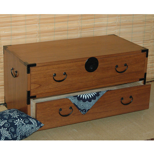 Large Two Drawer Tansu, Teak Finish