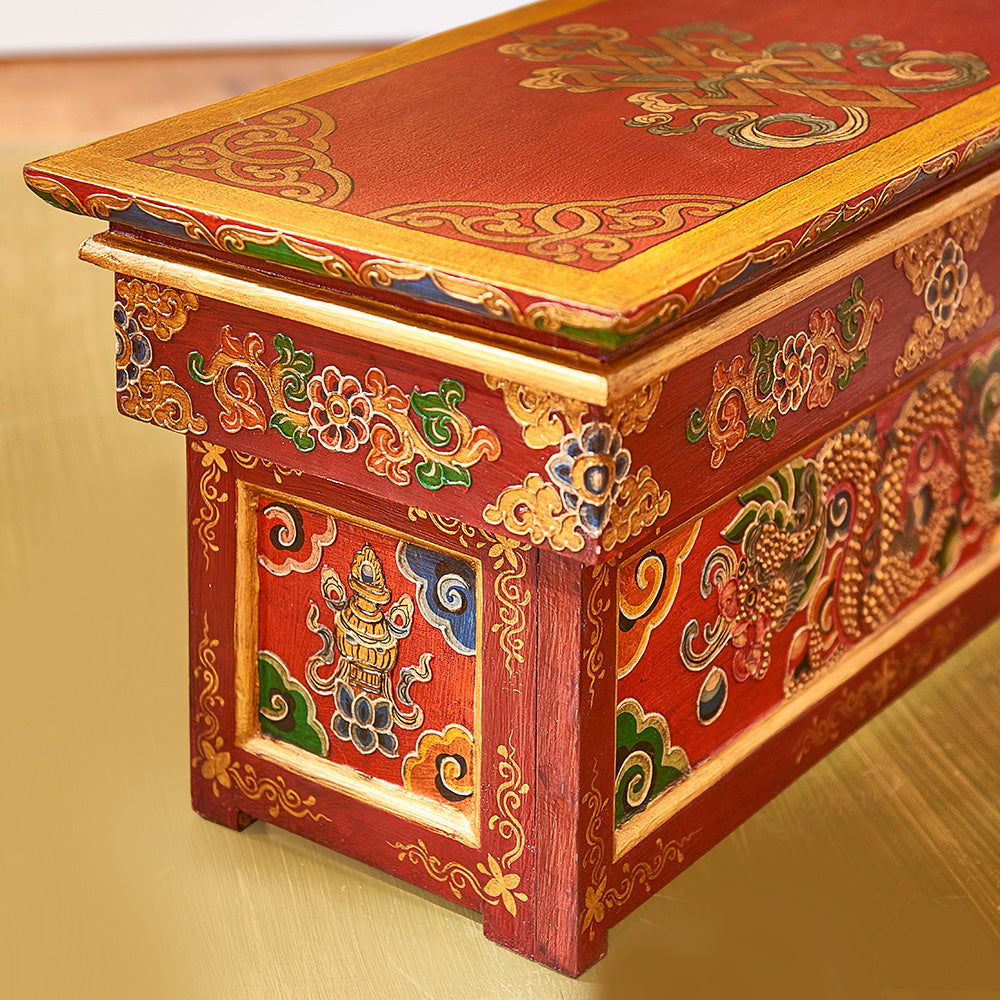 Hand Carved Tibetan Puja Meditation Shrine Table