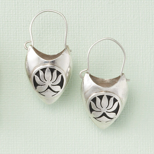 Sterling Silver Lotus Basket Earrings