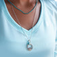 Sterling Silver Lotus Necklace with Turquoise Drop