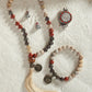 Fossil Coral and Red Jasper Mala, 108 beads