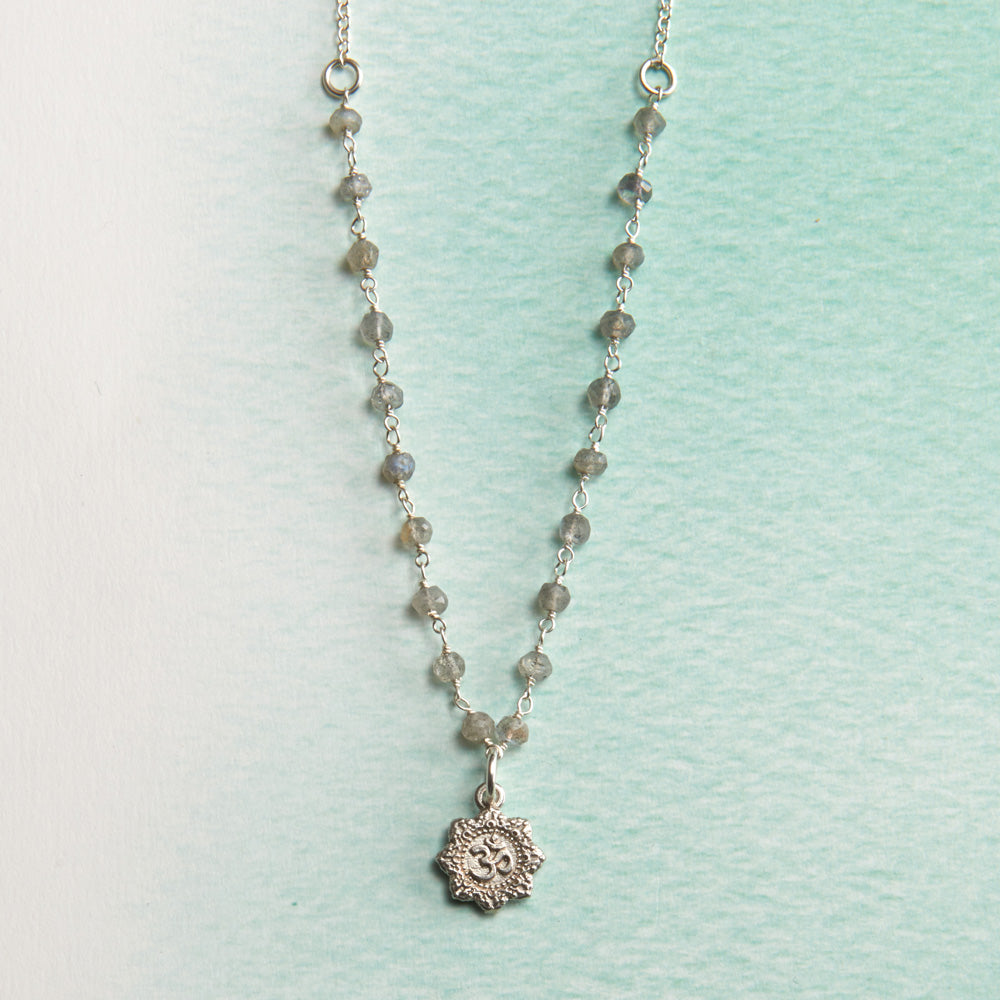 Sterling & Labradorite Om Yoga Necklace