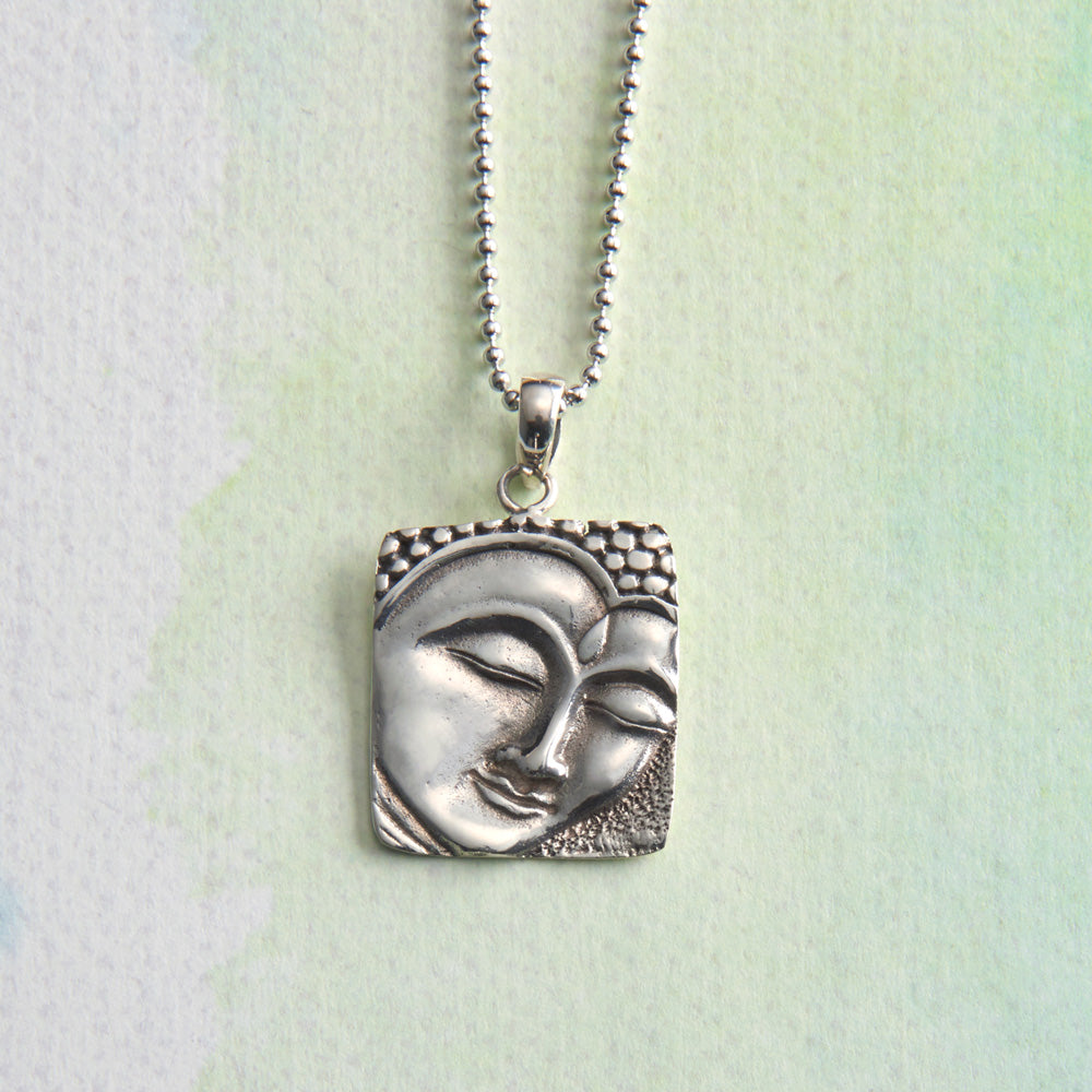 Sterling Silver Buddha Face Necklace