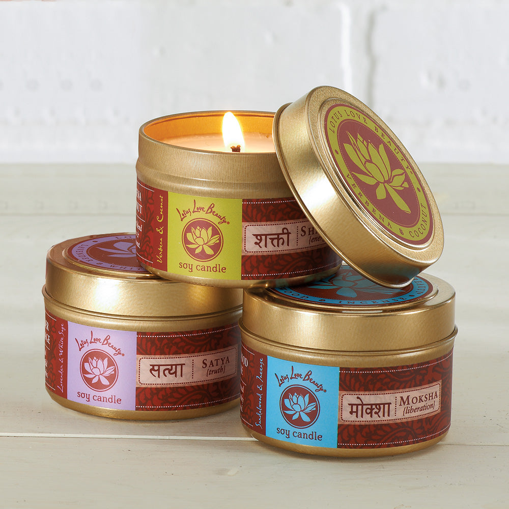 Lotus Love Tin Travel Candles