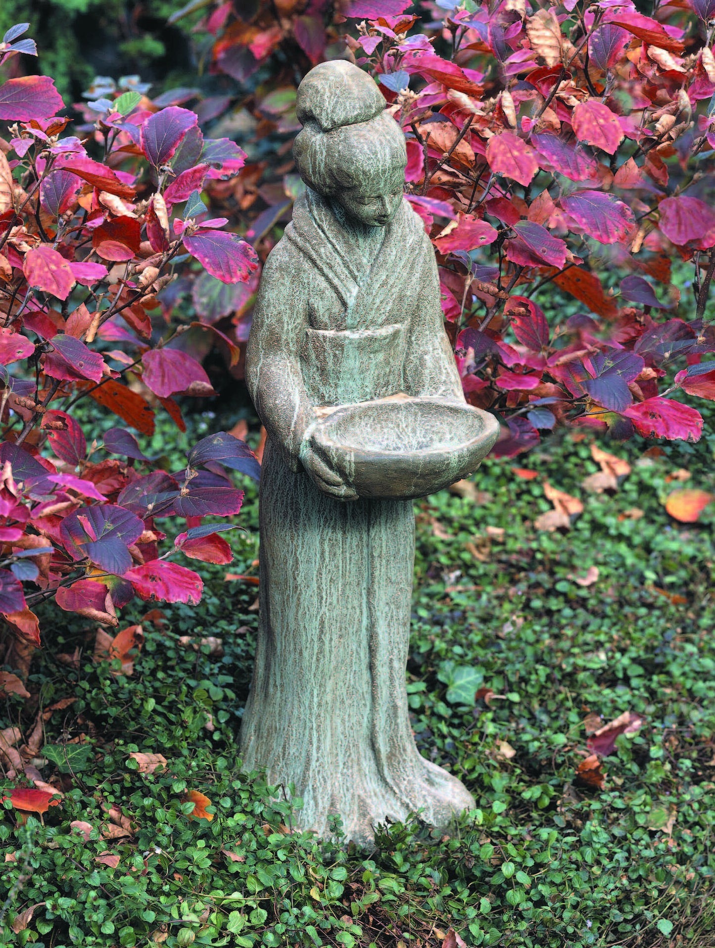 Woman in Kimono with Bowl Garden Statue
