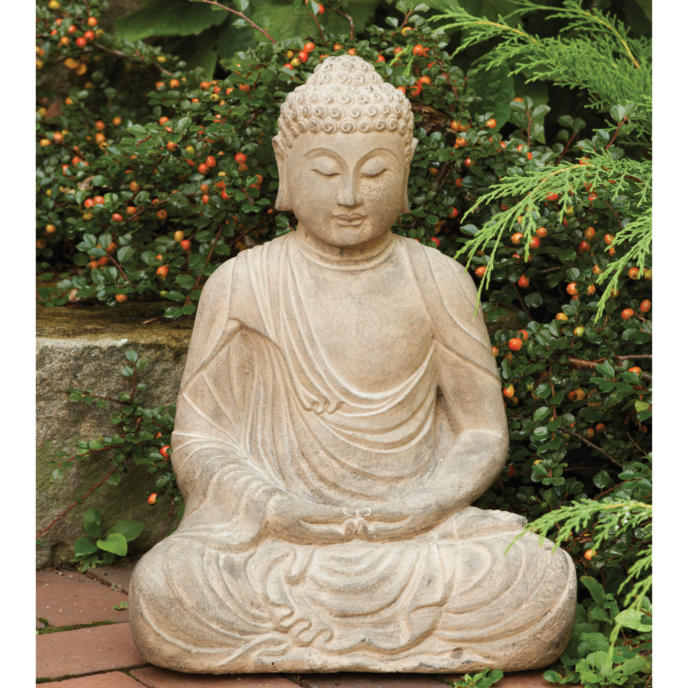 Sitting Garden Buddha Statue with Stonewash Finish