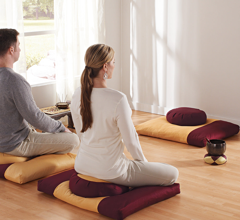 Organic Cotton Fill Tibetan Splendor Meditation Cushion Set DharmaCrafts premium-handmade-tibetan-zafu-cushion-for-meditation-pure-kapok